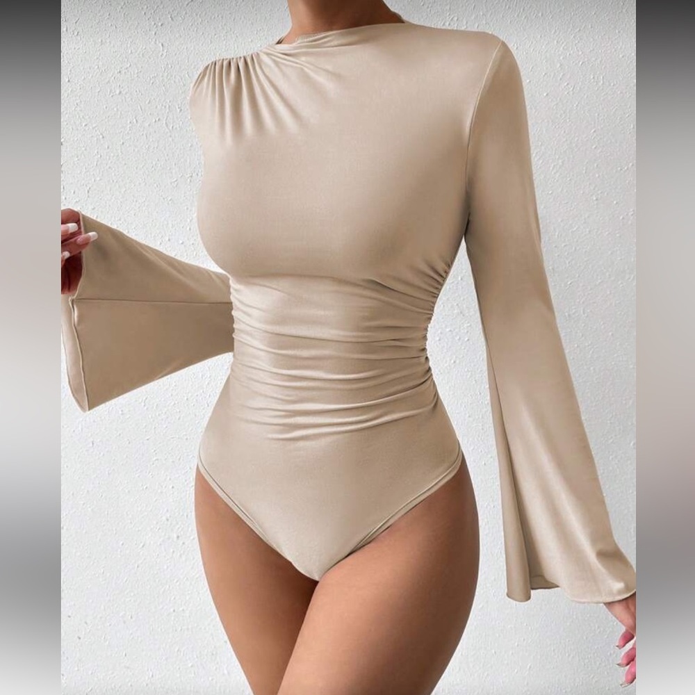 Elegant Black Long Sleeve Women's Bodysuit Top - Picture 5 of 16